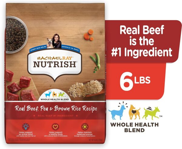 Rachael Ray Nutrish Premium Natural Dry Dog Food with Added Vitamins, Minerals & Taurine, Real Beef, Pea, & Brown Rice Recipe, 6 Pounds (Packaging May Vary) - Image 2