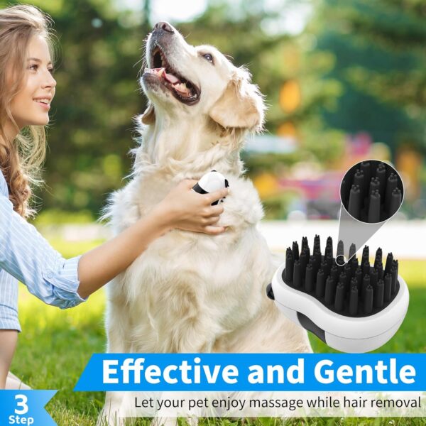 3PCS Dog Bath Brush | Dog Shampoo Brush | Dog Scrubber for Bath | Dog/Grooming/Washing Brush Scrubber with Adjustable Ring Handle for Short & Long Haired Dogs/Cats (Blue Blue White) - Image 4