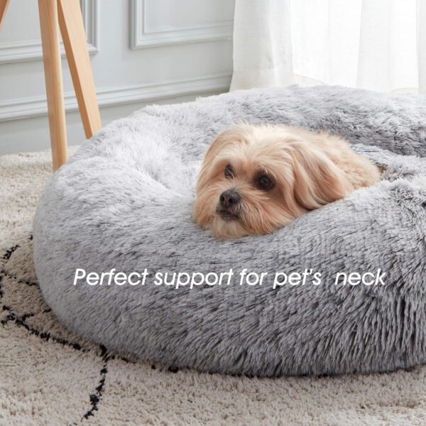 WESTERN HOME WH Calming Dog & Cat Bed, Anti-Anxiety Donut Cuddler Warming Cozy Soft Round Bed, Fluffy Faux Fur Plush Cushion Bed for Small Medium Dogs and Cats (20"/24"/27"/30") - Image 5