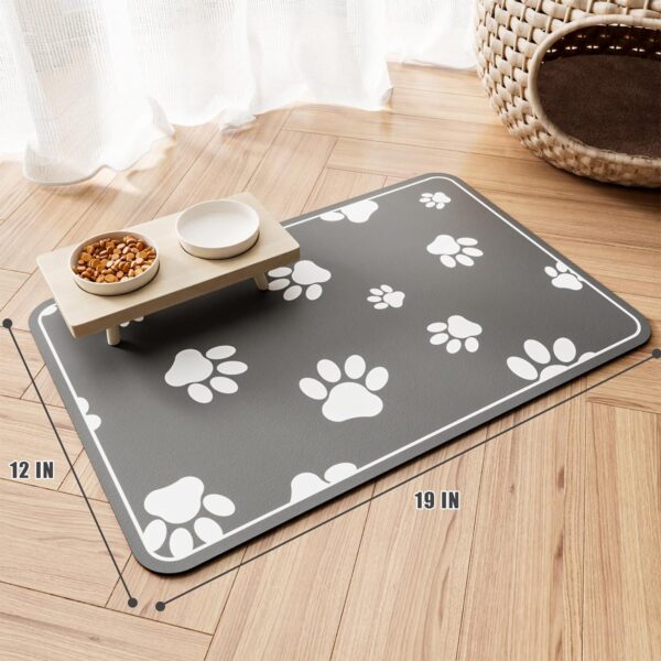 JUCFHY Pet Feeding Mat Absorbent Dog Food Mat No Stains Waterproof Dog Mat for Food and Water, Easy Clean Dog Bowl Mat Puppy Supplies Dog Accessories & Products, Dark Grey, 19''×12'' - Image 7