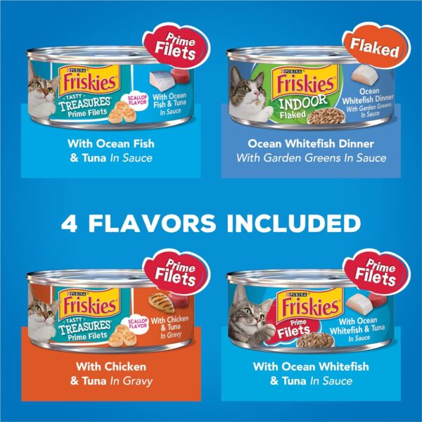 Purina Friskies Wet Cat Food Variety Pack, Oceans of Delight Flaked & Prime Filets - 5.5 oz. Cans (Pack of 40) - Image 2