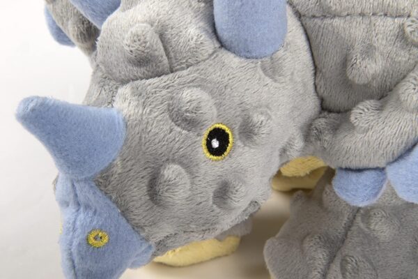 goDog Dinos Frills Squeaky Plush Dog Toy, Chew Guard Technology - Gray, Large - Image 3