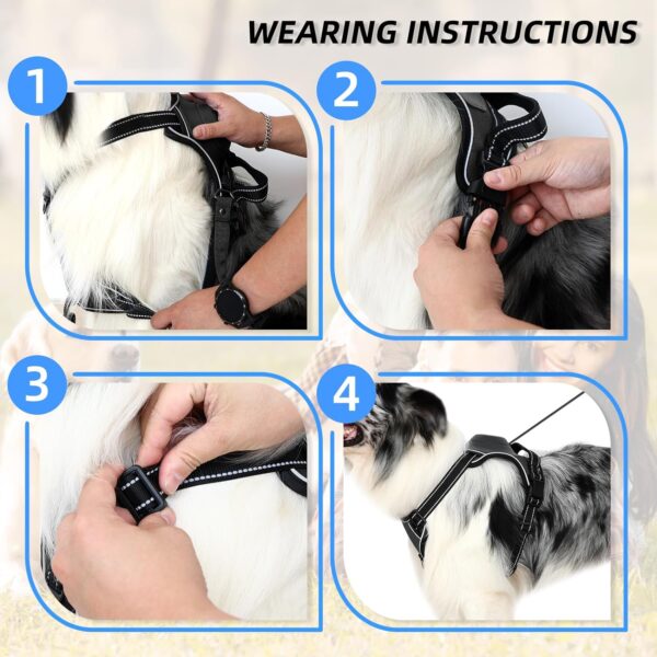 Dog Harness Medium Sized Dog, 2 in 1 No Pull Reflective Dog Harness&Retractable Dog Leash, Fully Adjustable Puppy Harness with Padded Vest Hands Free Dog Leash, for Dogs(M-Black) - Image 7