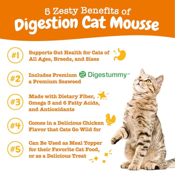 Zesty Paws Cat Mousse Squeeze Up Puree Cat Treats for Digestion - with Seaweed, Omega Fatty Acids, Antioxidants - Support for Digestive Health Cats - Chicken Flavor - 18 Count - Image 2