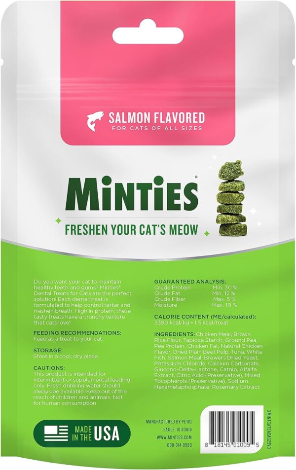 Minties Dental Treats for Cats, (Chicken/Salmon) Flavored Treats for Cats, Freshens Breath and Controls Tartar, 2.5oz - Image 2