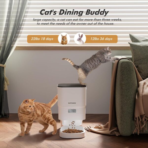 Automatic Cat Feeder - Auto Dog Feeder Easy to Use with Large Storage, Schedual Timed Pet Feeder Double Power Supply, Cat Food Dispenser for Dry Food,1-6 Meals Control, Easy Programmable - Image 5