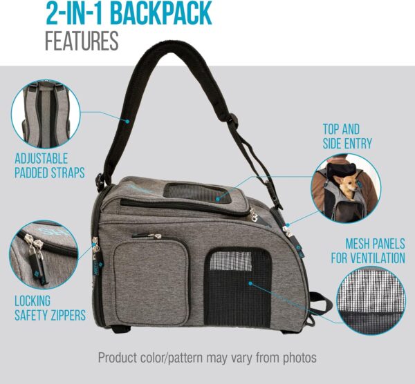 Sherpa 2-in-1 Backpack Travel Pet Carrier, Airline Approved & Guaranteed On Board - Gray, Medium - Image 7