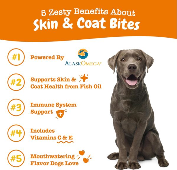 Zesty Paws Skin & Coat Bites for Dogs – Fish Oil Soft Chews with Omega-3 Fatty Acids EPA & DHA - Skin, Coat, Antioxidant & Immune Support - Bacon - 90 Count - Image 2