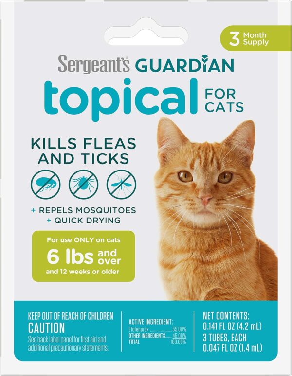 Sergeant's Guardian Flea & Tick Squeeze On Topical Cats 6lbs and Over., 3 Count - Image 2