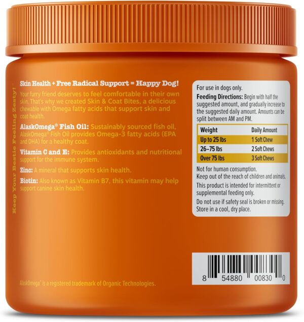 Zesty Paws Skin & Coat Bites for Dogs – Fish Oil Soft Chews with Omega-3 Fatty Acids EPA & DHA - Skin, Coat, Antioxidant & Immune Support - Bacon - 90 Count - Image 5