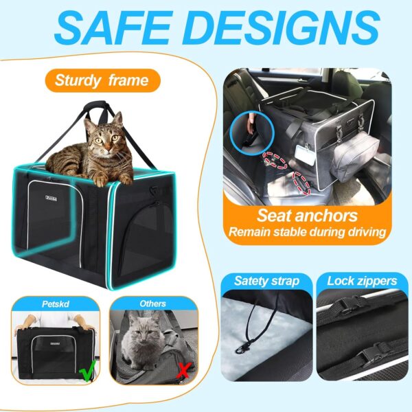 24"x17"x17" Pet Carrier for Large Cats or Medium Dogs - Car Travel Carrier with Litter Box, Bowl, and Locking Zipper - Image 3