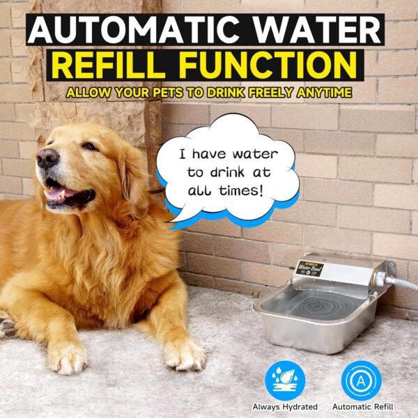 Automatic Water Dispenser for Dogs, 88oz Outdoor Dog Water Bowl, 304 Stainless Steel Water Feeder for Small to Large Pets, Large Livestock Waterer, Anti-Tipping, Water Auto-Fill, Easy to Clean - Image 2