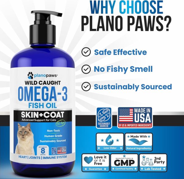 Omega 3 Fish Oil for Cats - Better Than Salmon Oil for Cats - Kitten + Cat Vitamins and Supplements - Cat Health Supplies - Cat Dandruff Treatment - Liquid Fish Oil for Pets - Cat Shedding Products - Image 3