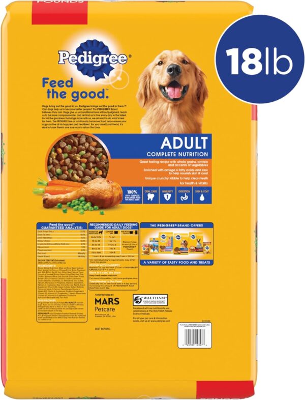 Pedigree Complete Nutrition Adult Dry Dog Food Roasted Chicken, Rice & Vegetable Flavor Dog Kibble, 18 lb. Bag - Image 2