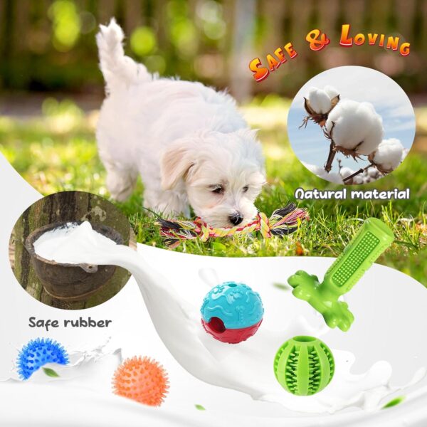 KIPRITII 25 Pack Dog Chew Toys for Puppy - Puppy Teething Chew Toys for Boredom, Pet Dog Toothbrush Chew Toys with Rope Toys, Treat Balls and Dog Squeaky Toy for Puppy and Small Dogs - Image 6