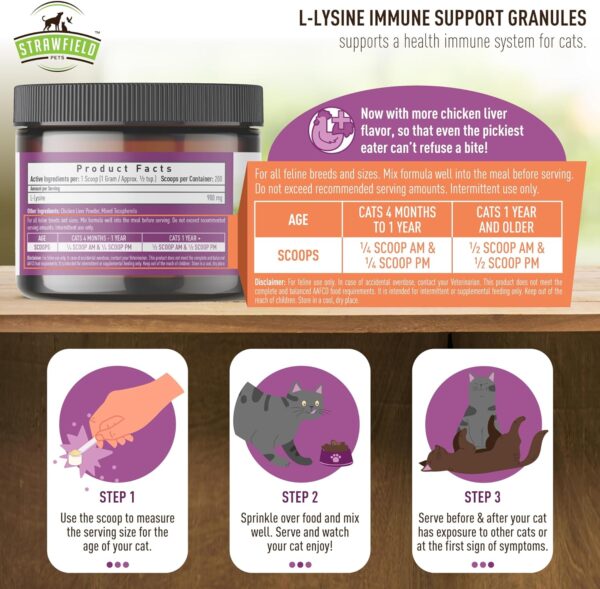 Strawfield Pets L-Lysine for Cats Supplement Powder Granules for Cat Cold, Sneezing, Congestion, Running Nose, Respiratory, Allergy Relief | Cats & Kittens of All Ages | Cat Health Supplies - Image 6