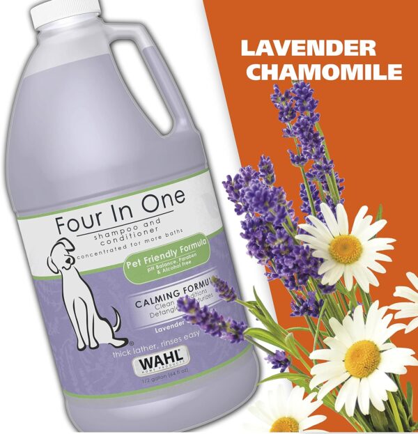 Wahl USA 4-in-1 Calming Pet Shampoo for Dogs – Cleans, Conditions, Detangles, & Moisturizes with Lavender Chamomile - Pet Friendly Formula – 64 Oz - Model 821000-050 - Image 5