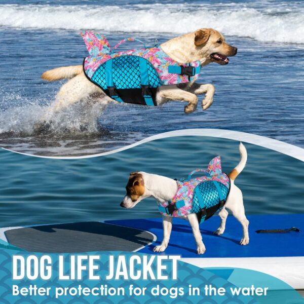 SlowTon Dog Life Jacket, Shark-Shaped Dog Life Vest with High Buoyancy and Tear-Resistant Rescue Handle, Suitable for Small, Medium and Large Dogs for Swimming, Boating, Pool(Blue XS) - Image 6