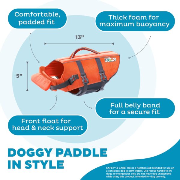 Outward Hound Granby Splash Orange Dog Life Jacket, Small - Image 4