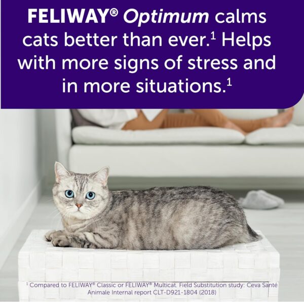 FELIWAY Optimum Cat, Enhanced Calming Pheromone Diffuser, 30 Day Starter Kit (48 mL), Translucent - Image 5