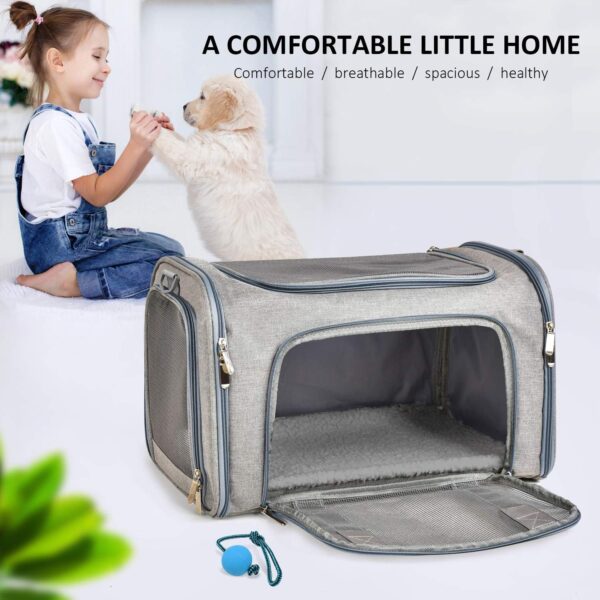 Henkelion Cat, Dog Carrier for Small Medium Cats Puppies up to 15 Lbs, TSA Airline Approved Carrier Soft Sided, Collapsible Travel Puppy Carrier - Grey - Image 8