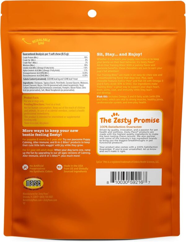 Zesty Paws Training Treats for Dogs & Puppies - Hip, Joint & Muscle Health - Immune, Brain, Heart, Skin & Coat Support - Bites with Fish Oil Omega 3 Fatty Acids with EPA & DHA - Bacon Flavor - 12oz - Image 5