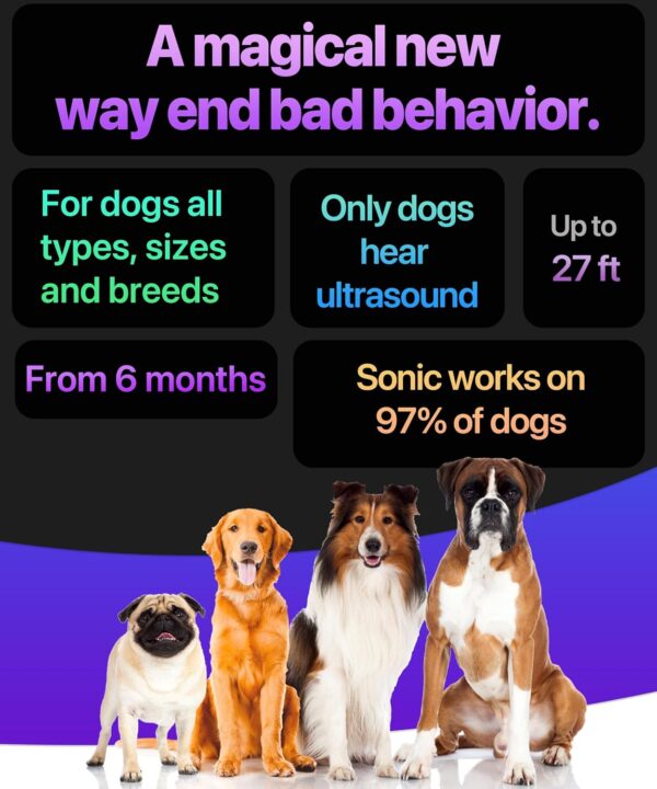 2024release Dog Bark Deterrent Device Stops Bad Behavior | No need yell or swat, Just point to a dog (own or neighbor's) Hit the button | Long-range ultrasonic, Alternative to painful dog shock collar - Image 5