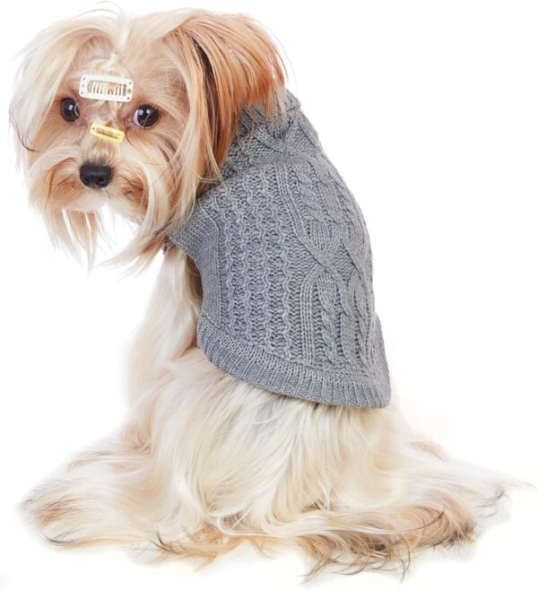 Cat Clothes 14 Color Turtleneck Knitted Sleeveless Dog Sweater Warm Winter Cat Sweater Outfits for Cats or Small Dogs in Cold Season(Medium, Grey) - Image 5