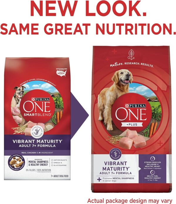 Purina ONE High Protein Dry Senior Dog Food Plus Vibrant Maturity Adult 7 Plus Formula - 31.1 lb. Bag - Image 2