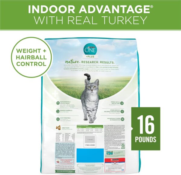 PURINA ONE Natural, Low Fat, Weight Control, Indoor Dry Cat Food, +Plus Indoor Advantage - 16 lb. Bag - Image 4