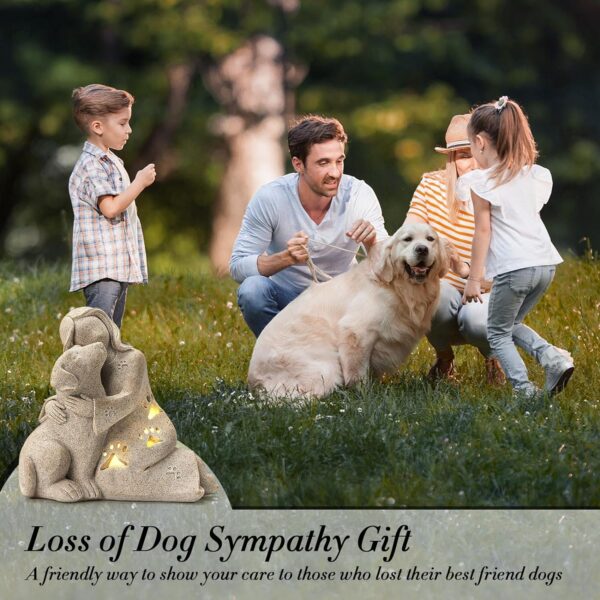 Dog Memorial Gift, Granite Sculpture, Hand-Sculpted Resin Pet Loss Sympathy Gift with LED Candle Holder, Home Decor for Pet Owners - Image 4