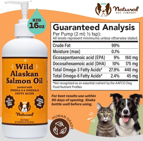 Natural Dog Company 100% Pure Wild Alaskan Salmon Oil for Dogs (16oz) Skin & Coat Dog Fish Oil supplements, Dog Oil for Food with Essential Fatty Acids, Fish Oil Dogs, Omega 3 Fish Oil for dogs - Image 8