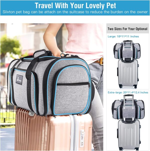 Siivton 4 Way Expandable Pet Carrier, Airline Approved Collapsible Cat Soft-Sided Carriers W/Removable Fleece Pad for Cats, Puppy, Small Dogs (18"x 11"x 11") - Image 6