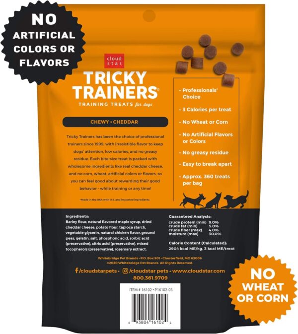 Cloud Star Tricky Trainers Soft & Chewy Dog Training Treats 14 oz Pouch, Cheddar Flavor, Low Calorie Behavior Aid with 360 treats - Image 2