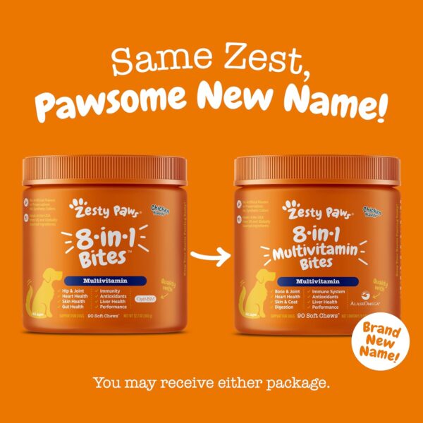 Zesty Paws Multivitamin Treats for Dogs - Glucosamine Chondroitin for Joint Support + Digestive Enzymes & Probiotics - Grain Free Dog Vitamin for Skin & Coat + Immune Health - Chicken Flavor - 90ct - Image 5