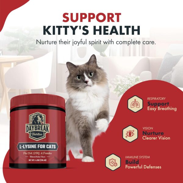 L-Lysine for Cats and Kittens - 900 mg L Lysine Powder for Cats for Immunity & Respiratory Support - Cat Supplement with L-Lysine, Prebiotics, Krill, & DMG for Immune System, Eye Health & Sneezing - Image 4