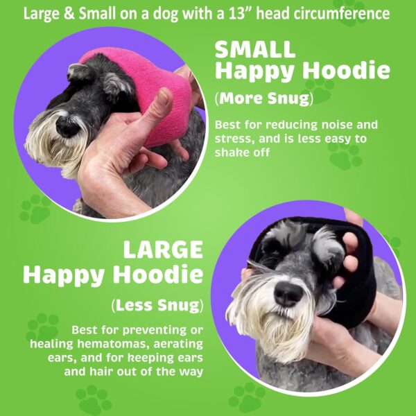 Happy Hoodie The Original Calming Band for Dogs & Cats - for Anxiety Relief – Noise Canceling for Fireworks, Thunderstorms, Pet Grooming & Force Drying - Dog Calming Aid Since 2008 (Small, Black) - Image 6