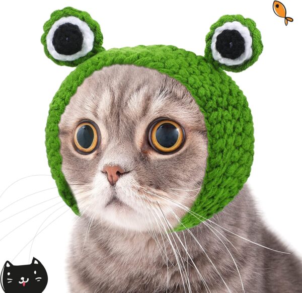 5 Pcs Cat Hat Adorable Costume Bunny Hat with Ears Funny Mane Hat for Cats and Small Dogs Kitten Puppy Party Costume Accessory Headwear (Lion, Frog, Rabbit, Sunflower, Banana) - Image 4