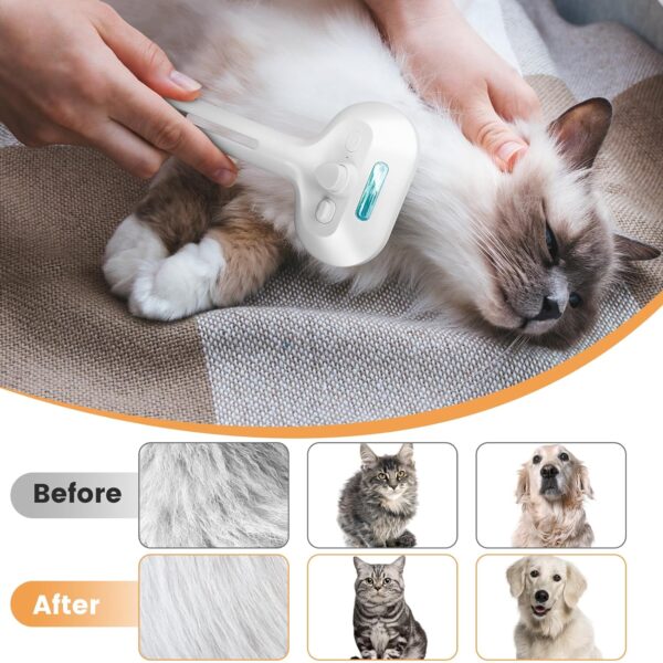 Cat Steam Brush New Steamy Cat Brush - 3 in 1 Cat Hair Brush with Release Button Self Clean Cat Brush with Spary Mist for Cats Dogs Pets Hair Removal - Image 2