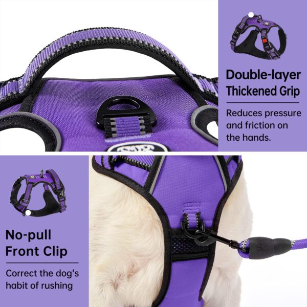 IVY&LANE No Pull Dog Harness for Small Dogs, Dog Vest Harness with Leash, Safety Belt and Storage Strap, Fully Adjustable Harness, 360° Reflective Strip, Soft Handle (Purple, S) - Image 5