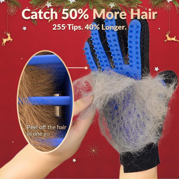 Upgrade Pet Grooming Gloves Cat Brushes for Gentle Shedding - Efficient Pets Hair Remover Mittens - Dog Washing Gloves for Long and Short Hair Dogs & Cats & Horses - 1 Pair (Blue) - Image 2