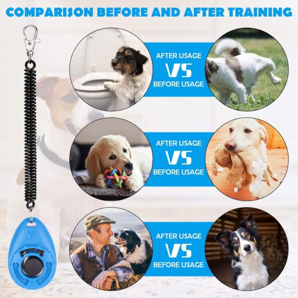 Dog Training Clicker with Wrist Strap - OYEFLY Durable Lightweight Easy to Use, Pet Training Clicker for Cats Puppy Birds Horses. Perfect for Behavioral Training 2-Pack (Blue and White) - Image 3