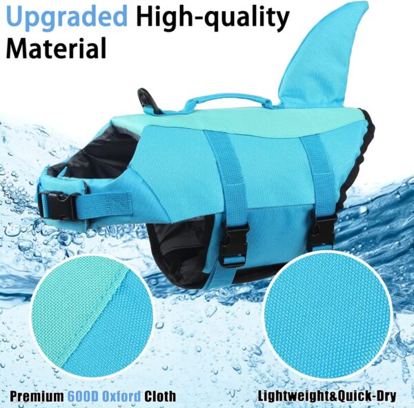 EMUST Dog Life Jacket, Ripstop Dog Lifesaver Vests with Rescue Handle for Small Medium and Large Dogs, Pet Safety Swimsuit Preserver for Swimming Pool Beach Boating (XS,Pool Blue) - Image 2