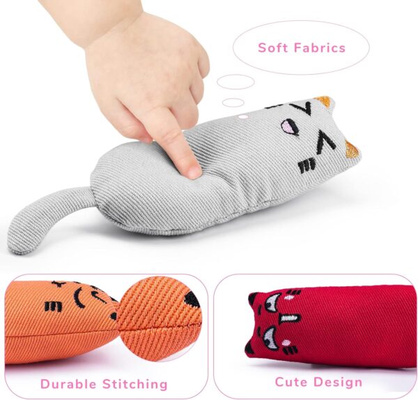 5Pcs Bite Resistant Catnip Toy for Cats,Catnip Filled Cartoon Mice Cat Teething Chew Toy - Image 6