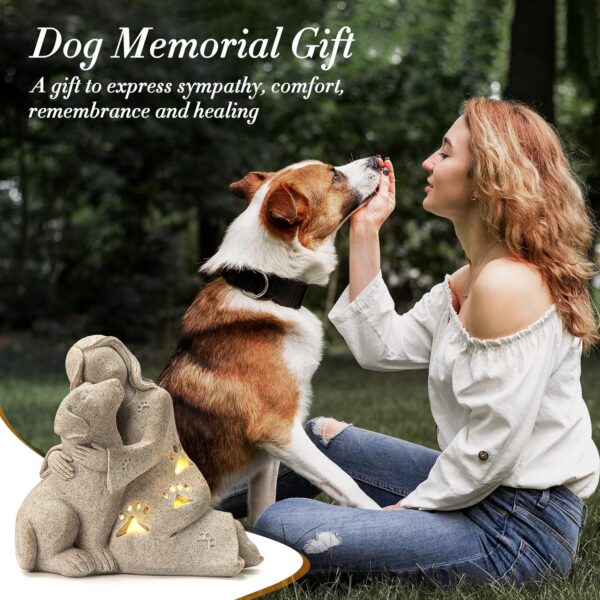 Dog Memorial Gift, Granite Sculpture, Hand-Sculpted Resin Pet Loss Sympathy Gift with LED Candle Holder, Home Decor for Pet Owners - Image 2