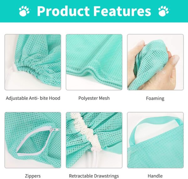 Cat Bathing Bag Anti-Bite and Anti-Scratch Cat Grooming Bag for Bathing, Nail Trimming, Medicine Taking,Injection,Adjustable Multifunctional Breathable Restraint Shower Bag(Pink) - Image 4