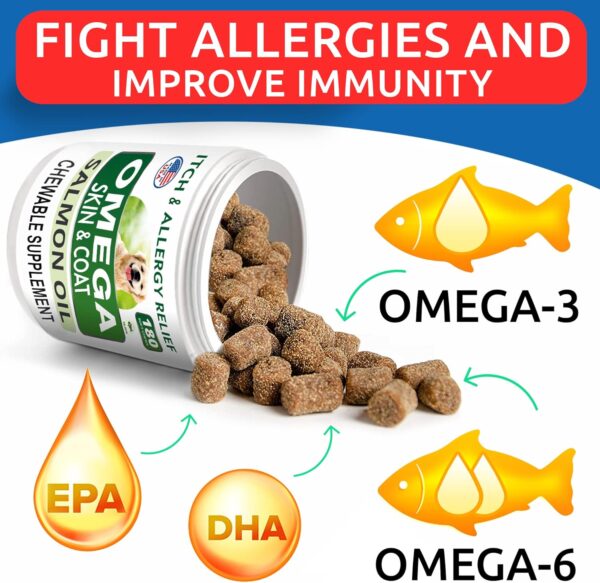 BARK&SPARK Omega 3 for Dogs - 180 Fish Oil Treats for Dog Shedding, Skin Allergy, Itch Relief, Hot Spots Treatment - Joint Health - Skin and Coat Supplement - EPA & DHA Fatty Acids - Salmon Oil - Image 4