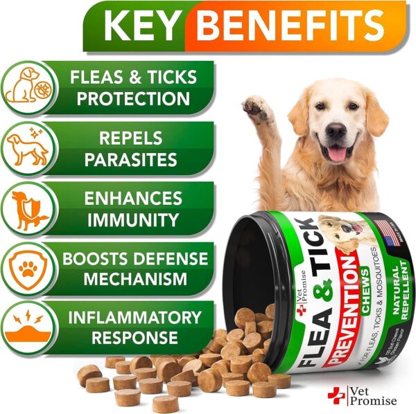 Flea and Tick Prevention for Dogs Chewables - Natural Dog Flea and Tick Treatment - Flea and Tick Chews for Dogs - Oral Flea Pills for Dogs Supplement - All Breeds and Ages - Made in USA - Image 2