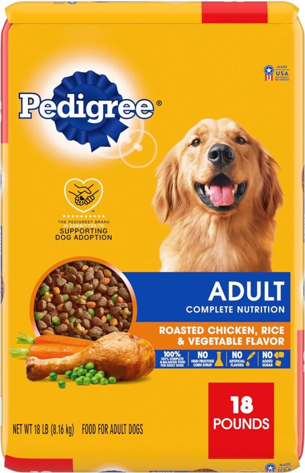 Pedigree Complete Nutrition Adult Dry Dog Food Roasted Chicken, Rice & Vegetable Flavor Dog Kibble, 18 lb. Bag