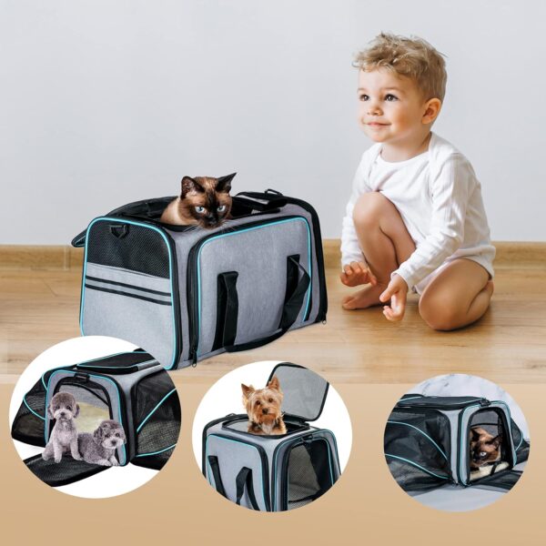 Cat Dog Carrier - Airline Approved Expandable Soft-Sided Pet Carrier with Removable Fleece Pad and Pockets, for Cats/Puppy and Small Animals Large(2 side expandable) - Image 6